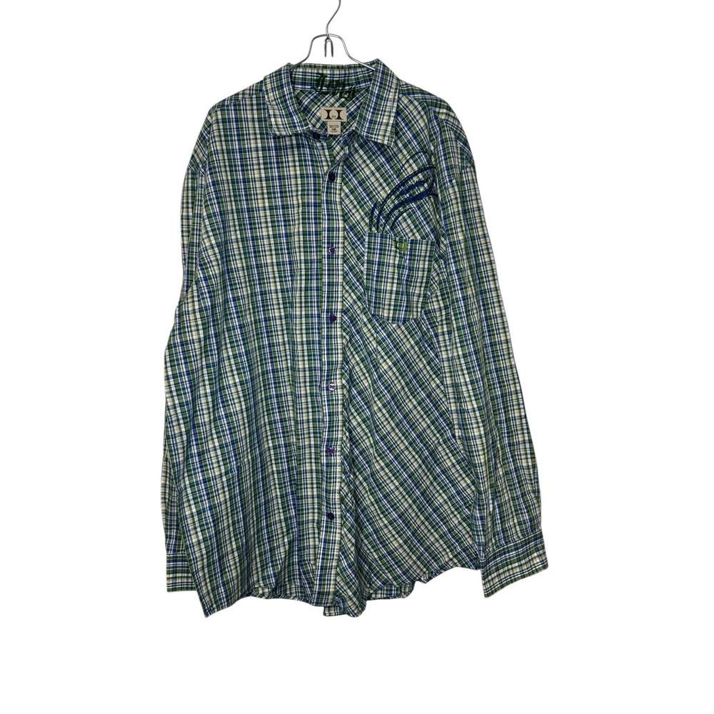 Imi Men's Shirt Plaid Western Button-Up Long Sleeve‎ Oversized Cotton Size 4XL